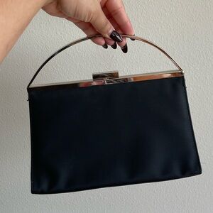 Chic Black Clutch with Silver Accents